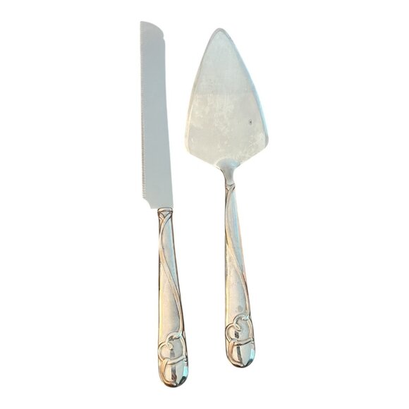 Lenox Forevermore 2 Piece Cake & Dessert Server Set Silver Plate With Gift Box - Picture 3 of 9